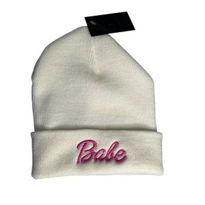 Dave & Young Womens Babe Hat Beenie White Pink Winter Snow Warm New